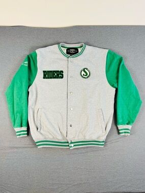 CFL Riders Gray and Green Ribbed Collar Jacket